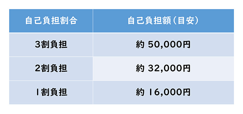 治療費目安（片膝　手技料のみ）